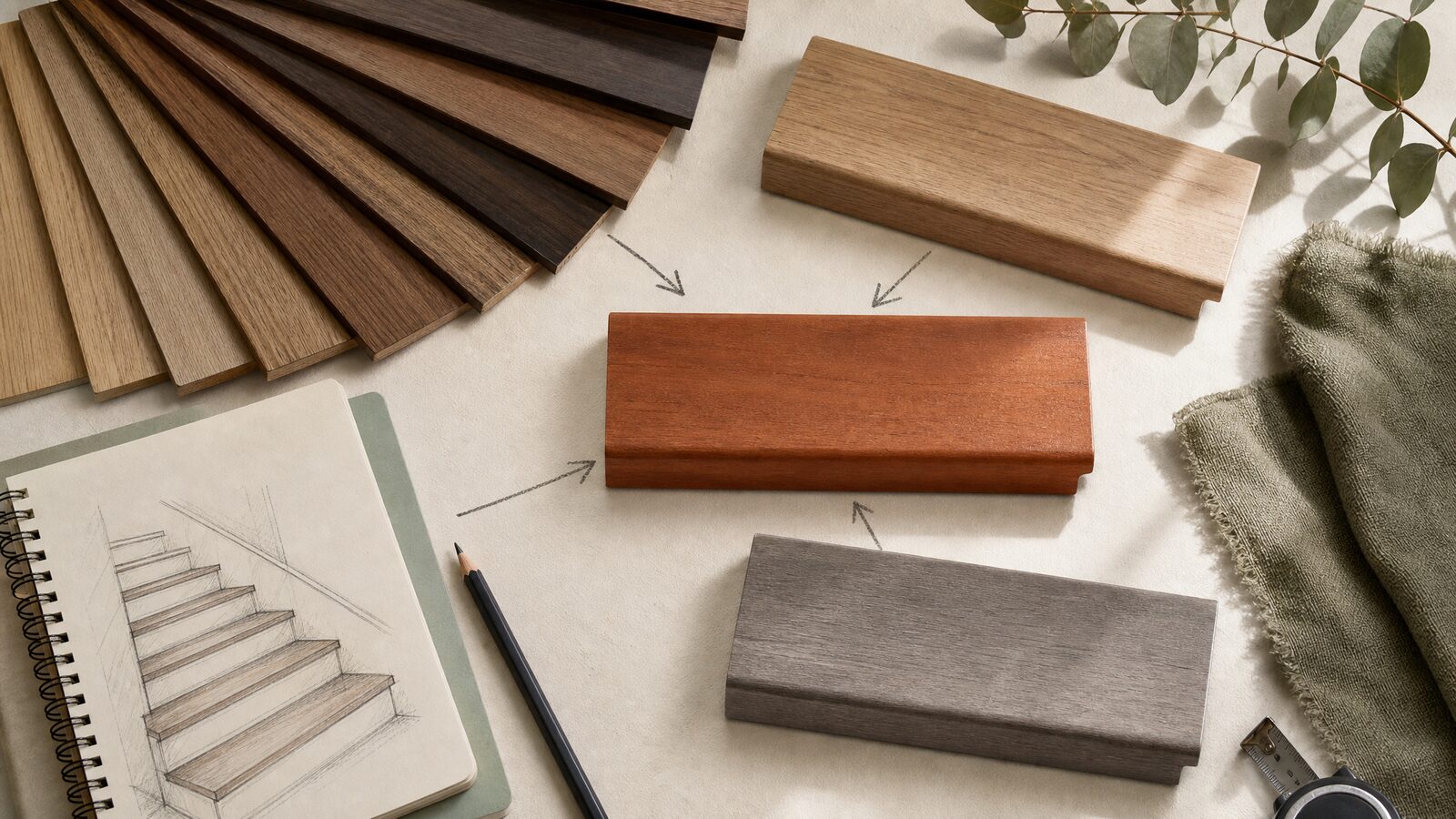 Verschillende overzettrede-materialen die samenkomen tot één passende keuze